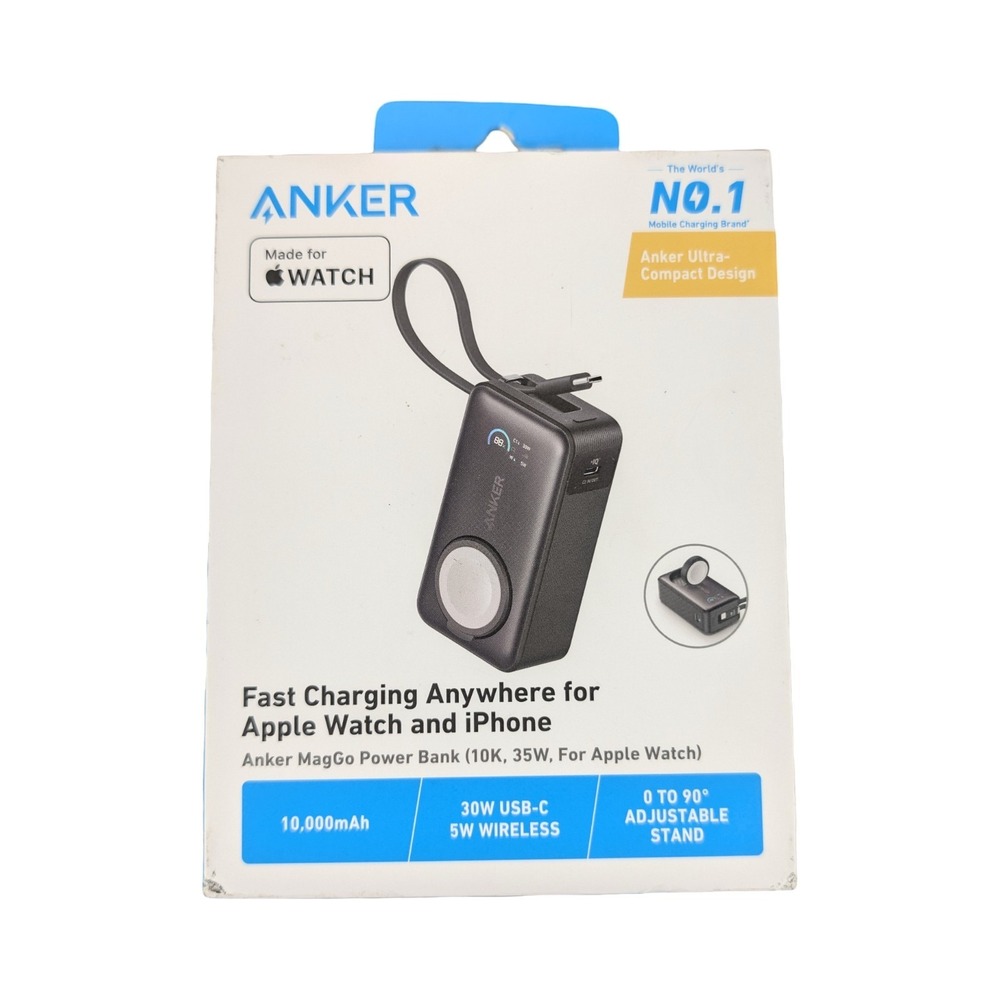 Qq4O Anker MagGo Power Bank 10K 35W, For Apple iPhone apple Watch Black Open New